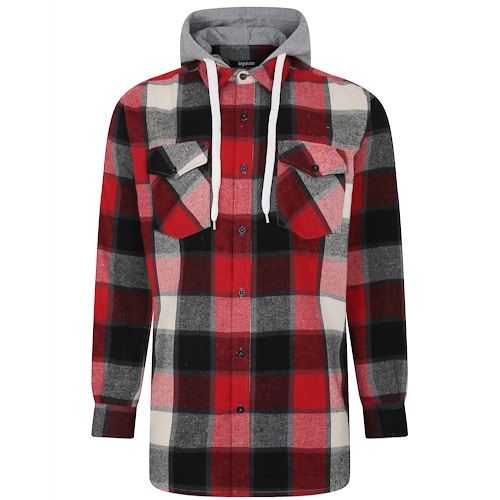 Bigdude Hooded Check Flannel Shirt Red